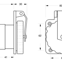 MARINCO -  UTIČNICA 3P + T 125 / 250V. 50A IP56 - Slika 2